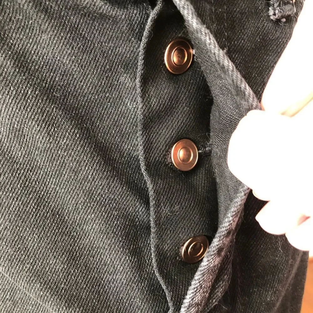 Bershka Denim Black Asymmetrical Y2K Jean Skirt Button Fly 4